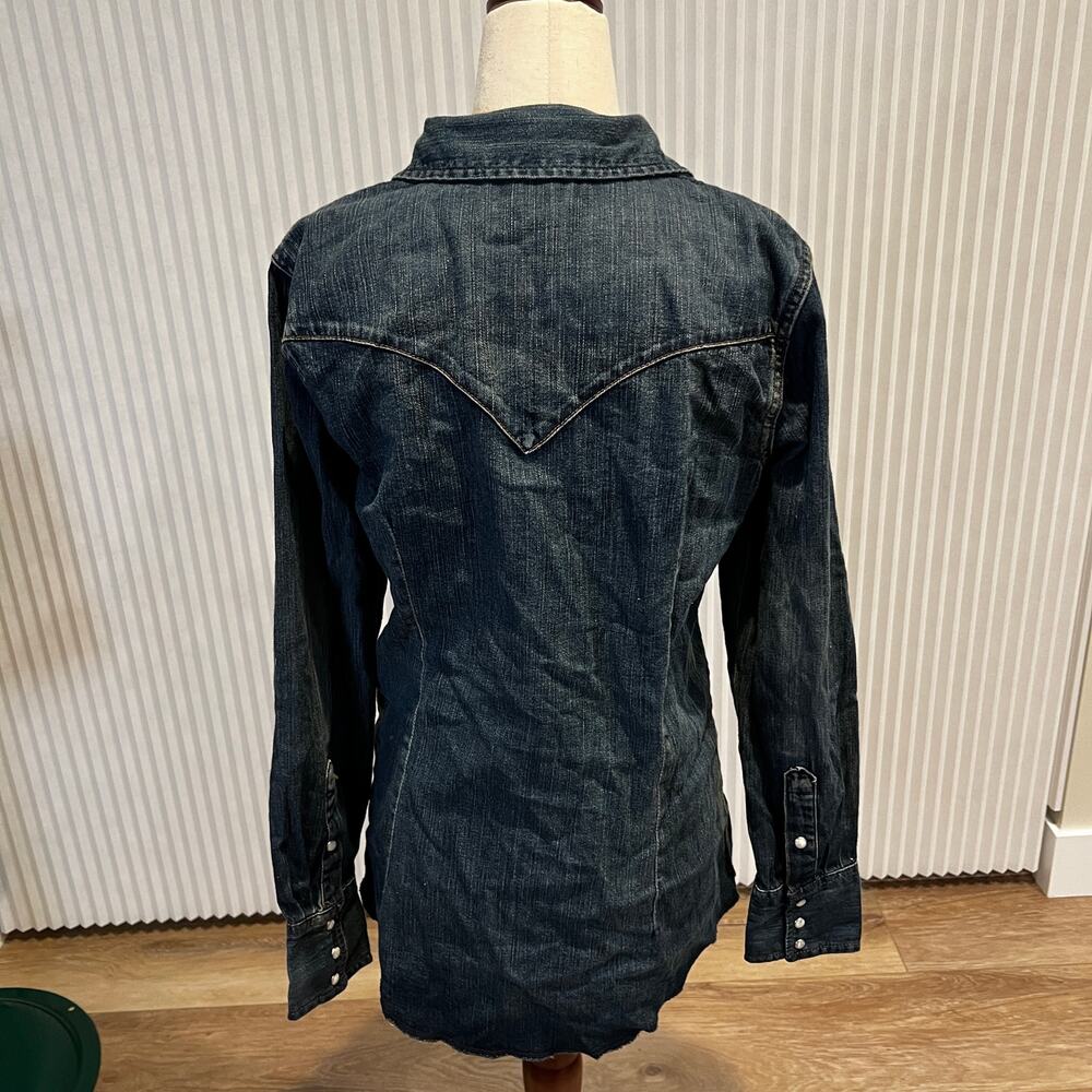 WRANGLER Women's Pendleton Whisky Long Sleeve Western Snap Denim Top Size Small - Picture 4 of 10